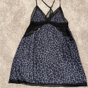 Victoria's Secret Black and Blue Chemise with Lace Trim